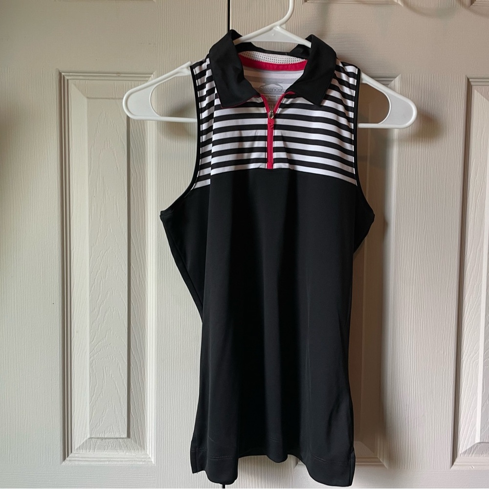 Black and White Striped Sleeveless Top